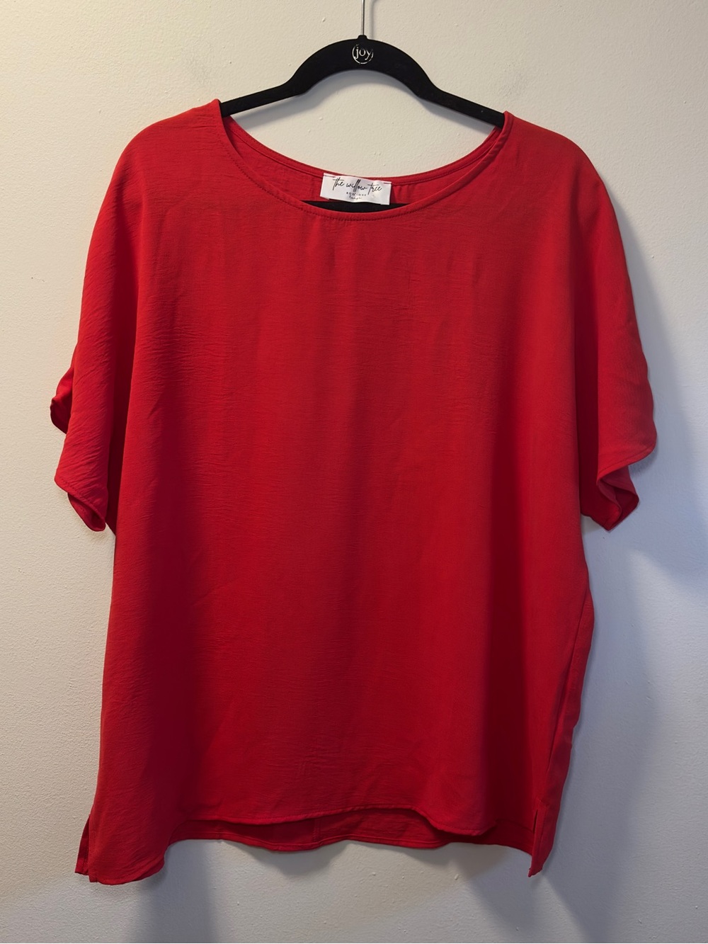 Women’s Red Boutique Flowy Short Sleeve Blouse Sz L StyT2002